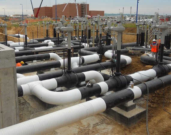 Gas storage, compression and bypass stations' welding and installation